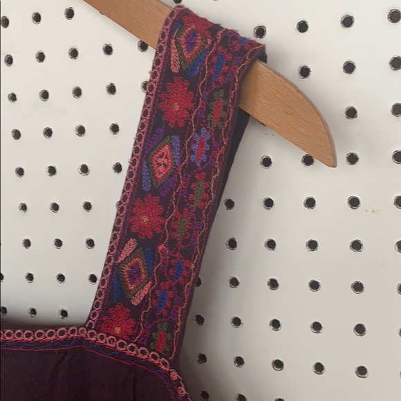 Free people red flounce dress with embroidered top - Picture 5 of 6